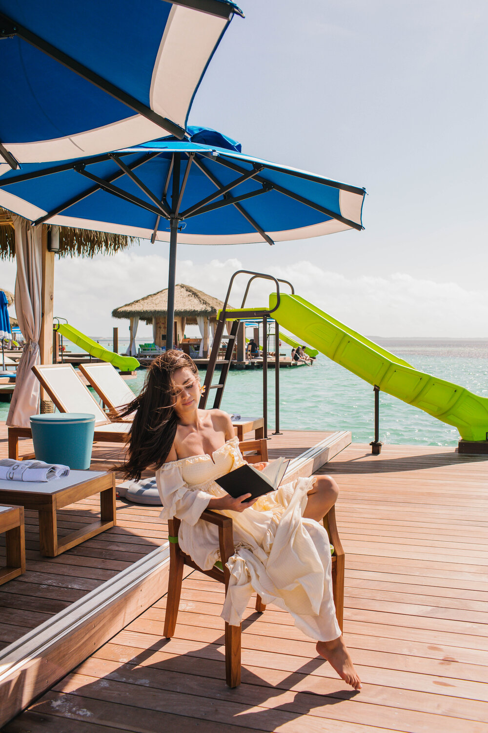  Reading on our floating cabana on Royal Caribbean’s Private Island - Perfect Day at CocoCay 
